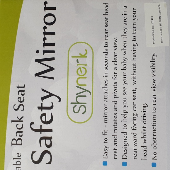 SHYNER BABY BACK SEAT SAFETY MIRROR - Picture 2 of 2